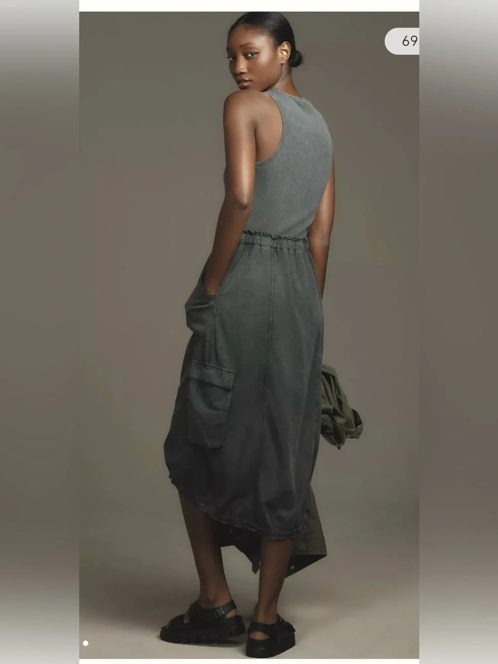 Anthropologie Daily Practice High-Neck Tank Twofer Midi Dress , size S